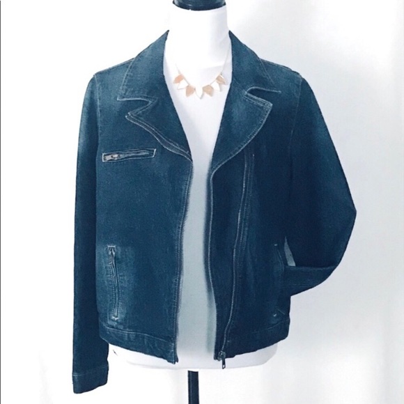 Per Se Jean Jacket w/ Diagonal Zipper NWOT! Large - Picture 4 of 6